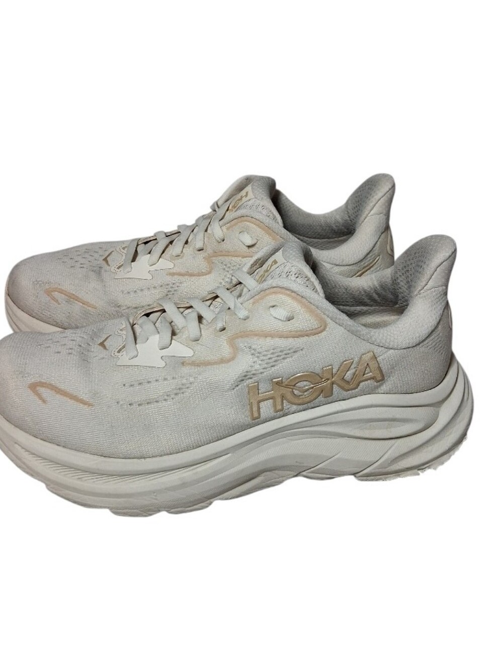 Hoka Clifton 10 1162050 White Running Shoes Women’s Size 7 D Wide Sneakers